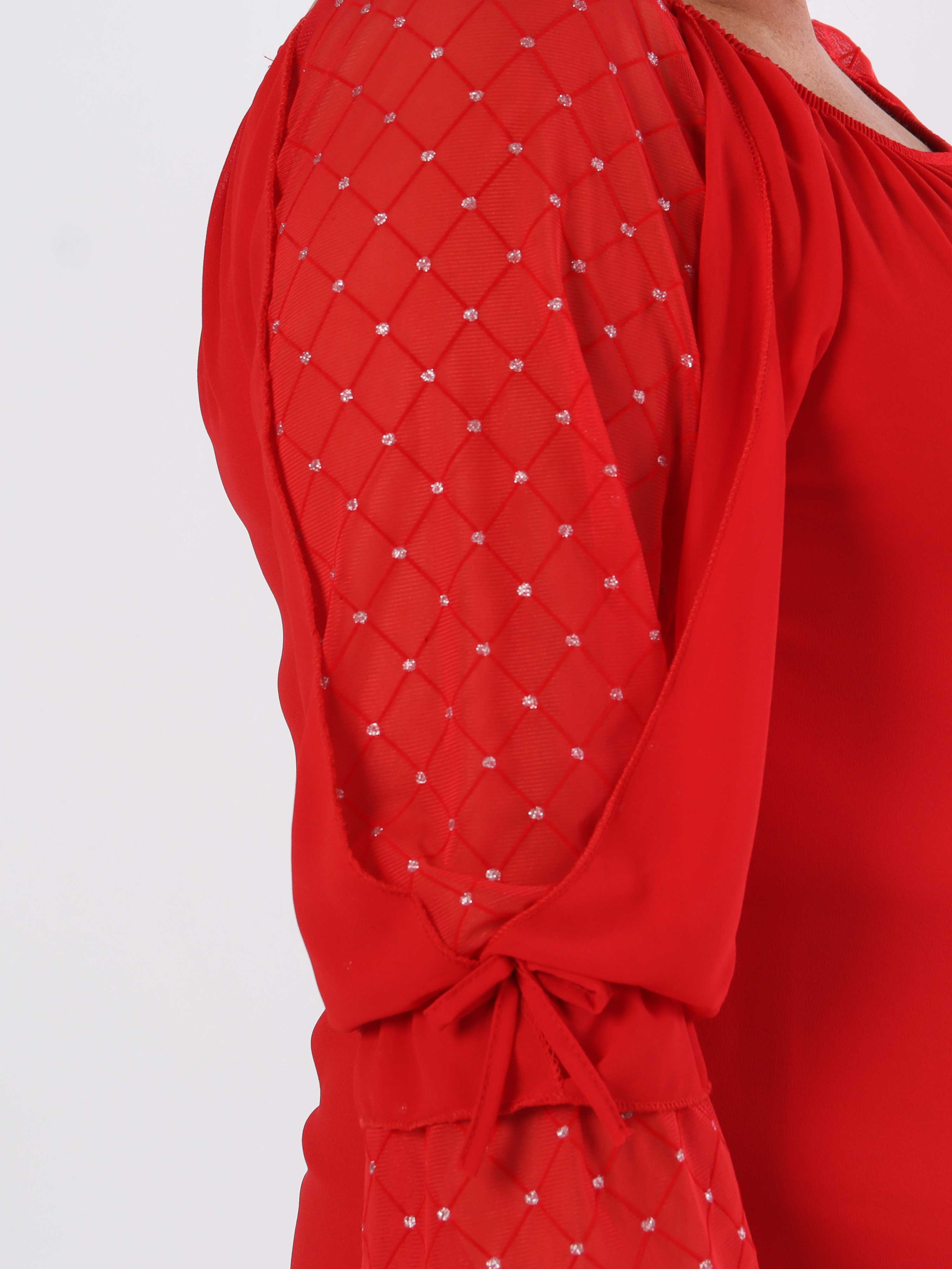 Ninell - Plus size chiffontunika med flotte ærmer